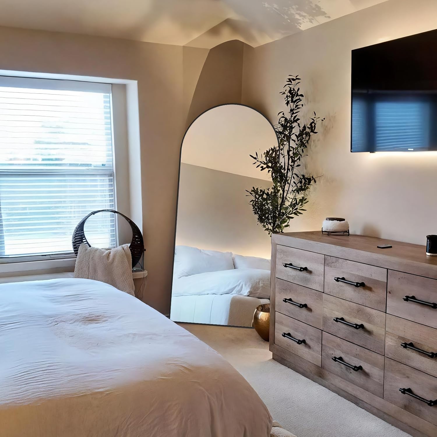 SUNQUEEN 71"×32" Mirror Full Length, Arched Full Length Mirror with Stand, Standing Floor Mirror Wall, Hanging or Leaning Large Full Body Mirrors for Bedroom Living Room (Black) - Image 8