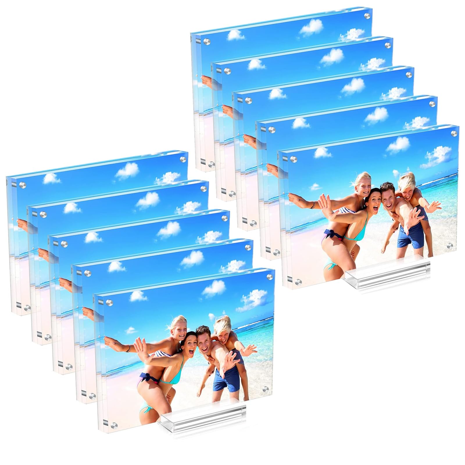 10 Pack Acrylic Frame 5x7,Clear Magnetic Picture Frames, Double Sided Acrylic Photo Frame Floating for Desktop Display Horizontal and Vertical,Family,Office,Wedding,Certificate Documents Frame