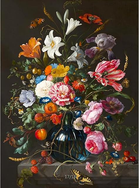 ABCDPP Oil Painting by Numbers Kits Set for Adults,Kids, Beginners, DIY Paint by Numbers with Brushes on 40*50 cm, Home Wall Decoration, Hand Painted Colorful Flowers on Canvas Wall Art Without Frame