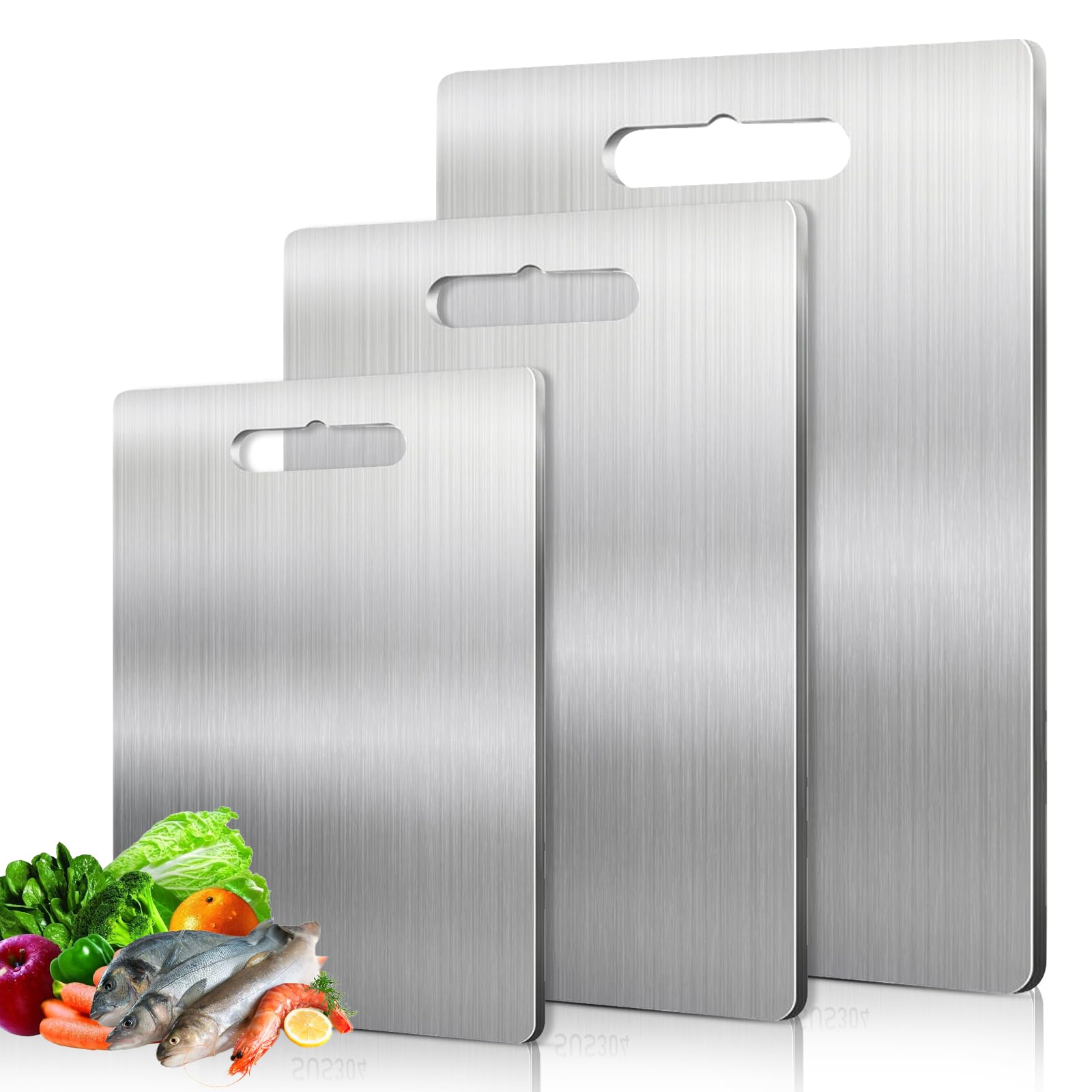 Planche à découper en acier inoxydable 304 pour cuisine maison et camping