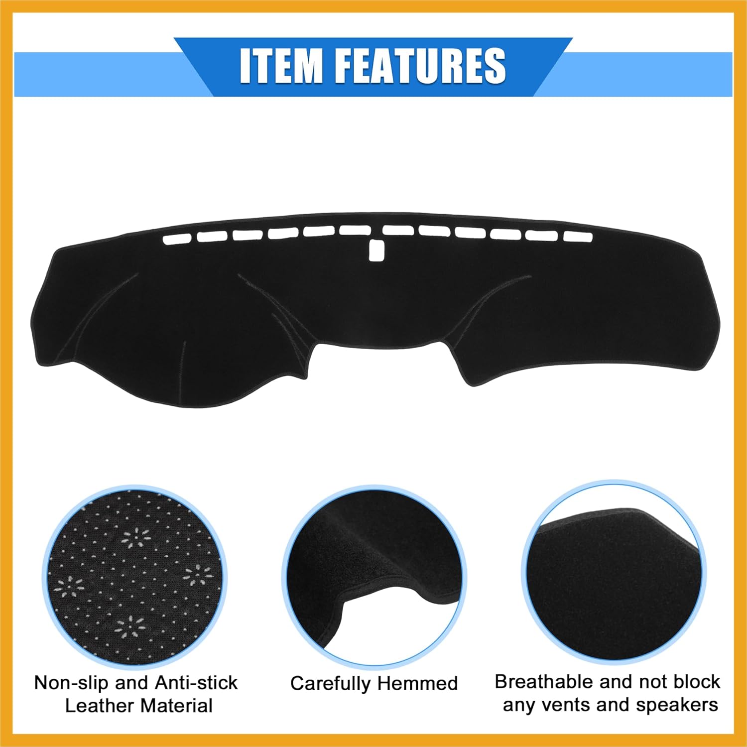 Car Dashboard Cover Compatible for Honda Accord 2008-2013, Protective Polyester Black Center Console Interior Trim Dash Cover Mat Pad Replacement