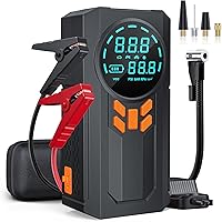 WNDFLV 5000A Jump Starter with 160PSI Air Compressor - Portable Car Battery Jumper for 9L Gas/8L Diesel, Smart Cables, LED Light, LCD Display