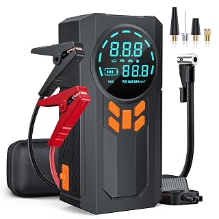Jump Starter with Air Compressor, 5000A 160PSI Battery Jumper Starter Portable (9.0 Gas/8.0L Diesel), 12V Jump Box Car Battery Jump Starter with Smart Jumper Cables, LED Light, LCD Display - Amazon product rated Grade B