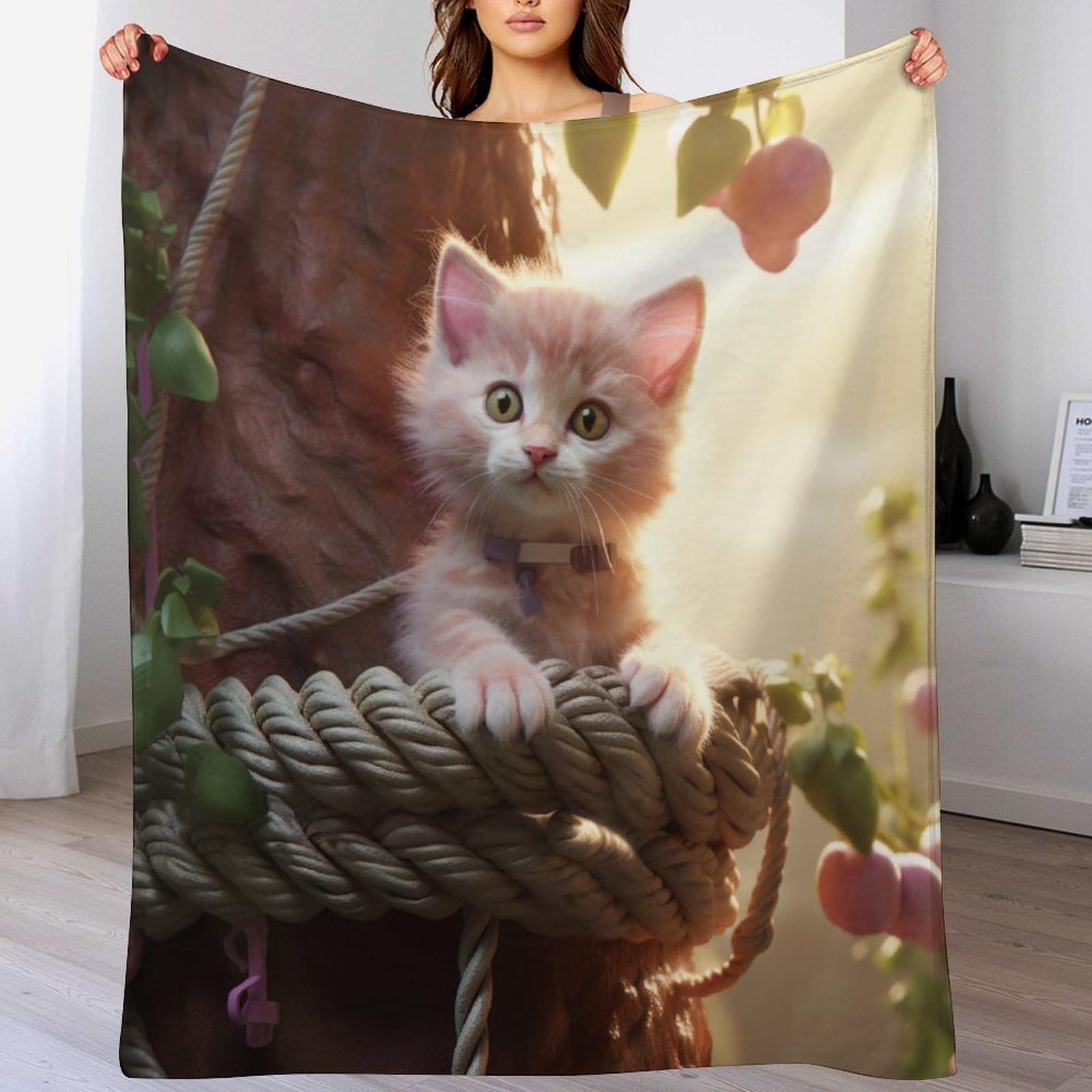 Couverture flannel chat mignon pour vos soirées cocooning