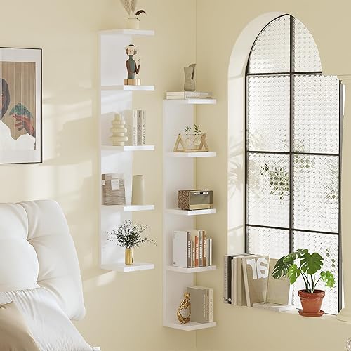 Miniatura 2 de Estante de pared blanco de 5 niveles, organizador multifuncional para figuras de anime, Funko Pop, plantas, maquillaje y libros (7.1 x 5.5 x 30.7