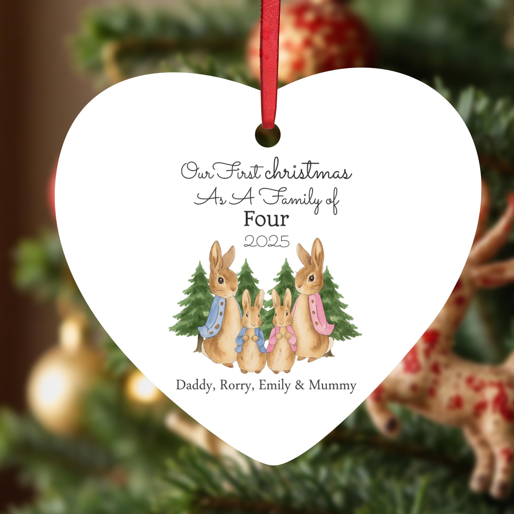 Kreatesquare White Personalised Christmas Baubles Heart Shape Ceramic Christmas