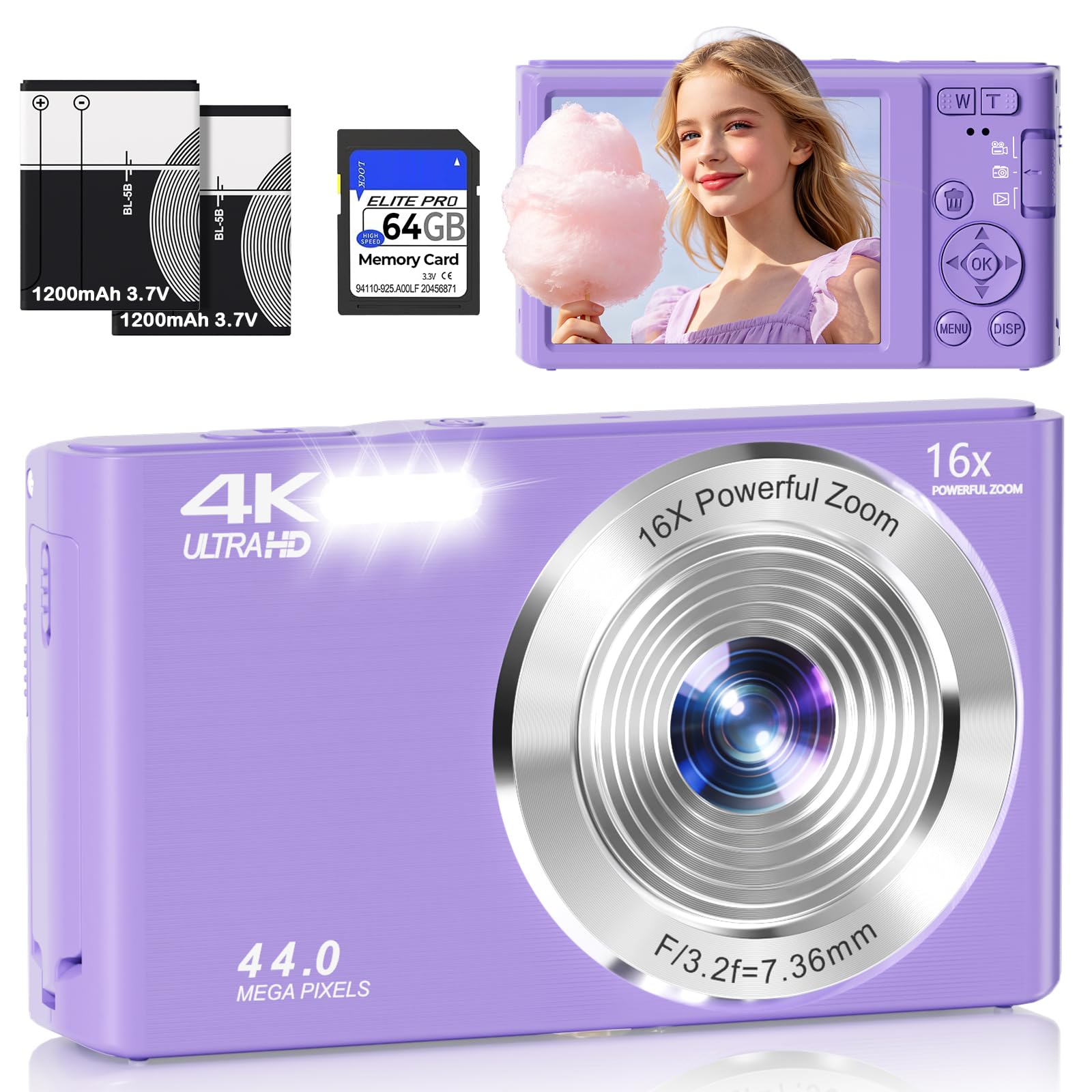 Digital Camera 4K, Autofocus Compact Digital Camera for Photography with 16X Zoom, 64GB Card & 2 Batteries, 44MP Portable Camera for Teens, Beginners, Students, Kids, Boys, Girls-picture-30