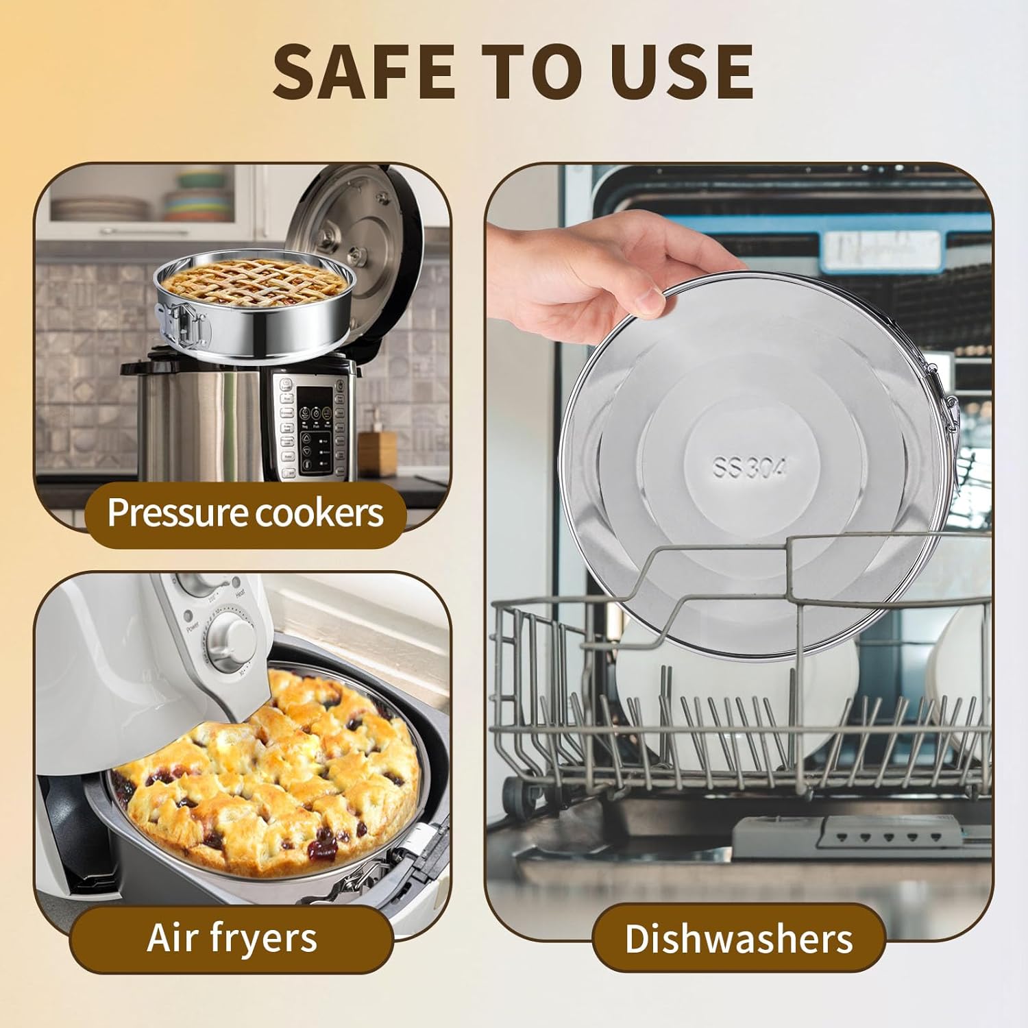 9 Inch Springform Pan - 304 Stainless Steel Nonstick Springform Cake Pan with Removable Bottom, 10 Inch Silicone Leakproof Cheesecake Pan Protector with Parchment Paper - Image 6