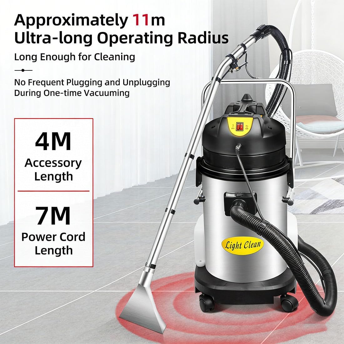 Multi-Surface Commercial Carpet Cleaning Machine,Portable Extractor for Wet & Dry Cleaning,Non-slip Handle,for Carpets Sofa Curtain Auto Interior,Includes 6 Specialized Attachments 20L
