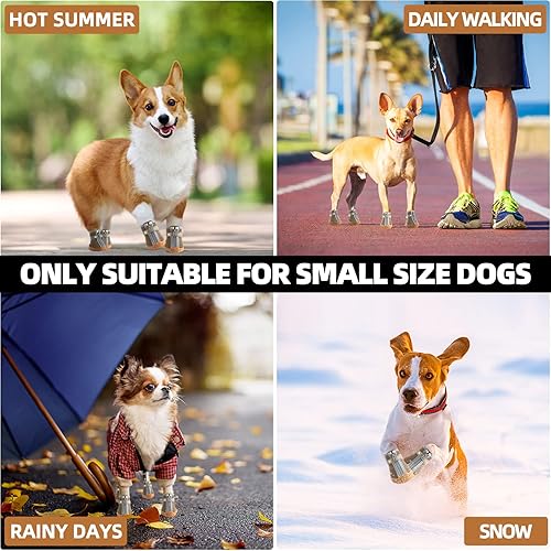 Miniatura 8 de Hcpet - Zapatos para perros pequeños, botas transpirables, protectores de patas para pavimento caliente, botas de senderismo de nieve para invierno,