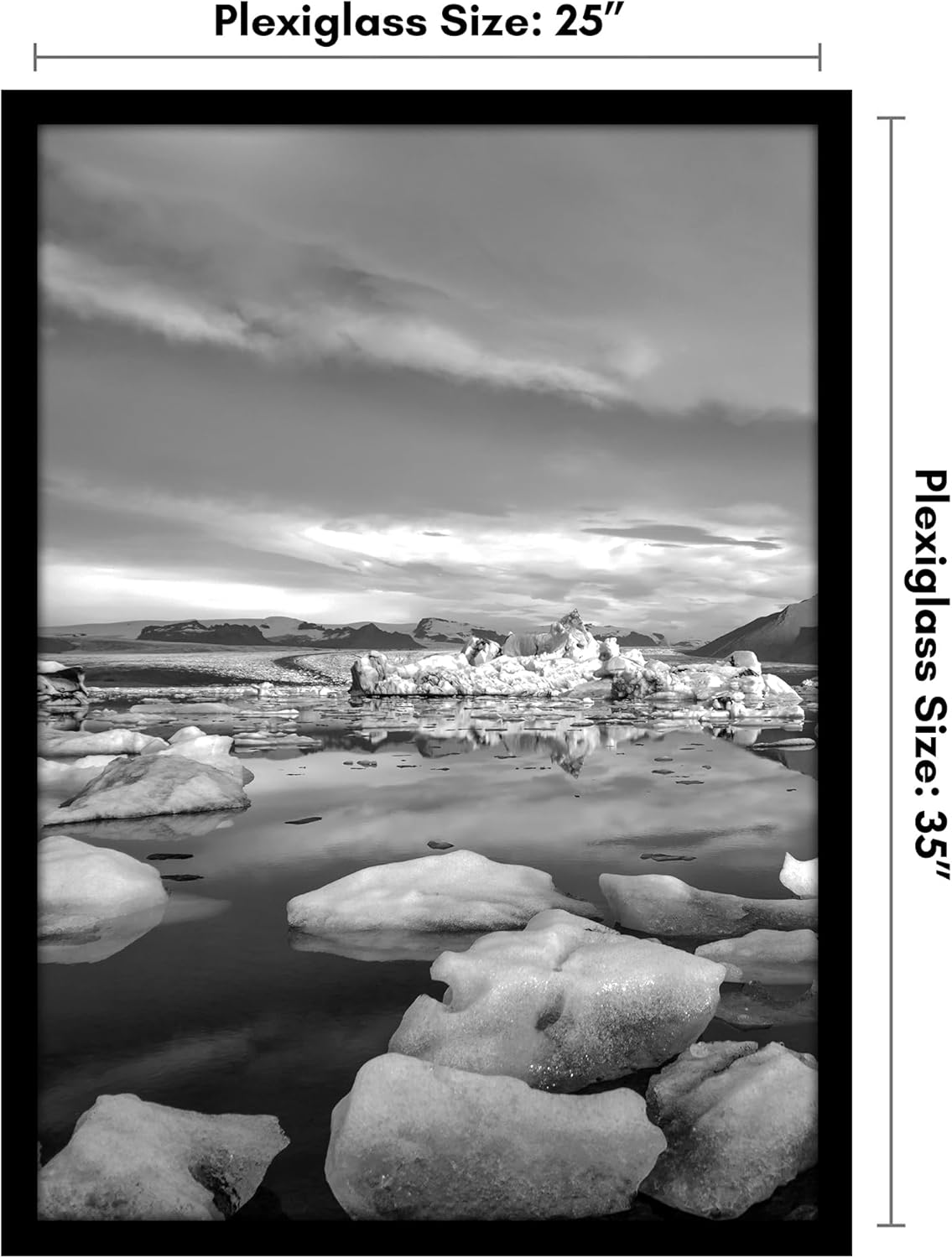 Size  25x35 Color Black  Poster Frame with Polished Plexiglass - Black Picture Frame - Wide Photo Frames Made of Engineered Wood for Vertical or Horizontal Wall Display - Epic Collection - Black