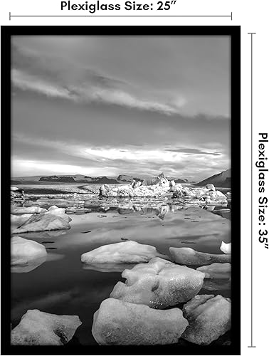 Miniatura 2 de Americanflat Marco para póster con marco de madera de ingeniería y cubierta de plexiglás pulido, formatos horizontal y vertical para pared, 25 x 35