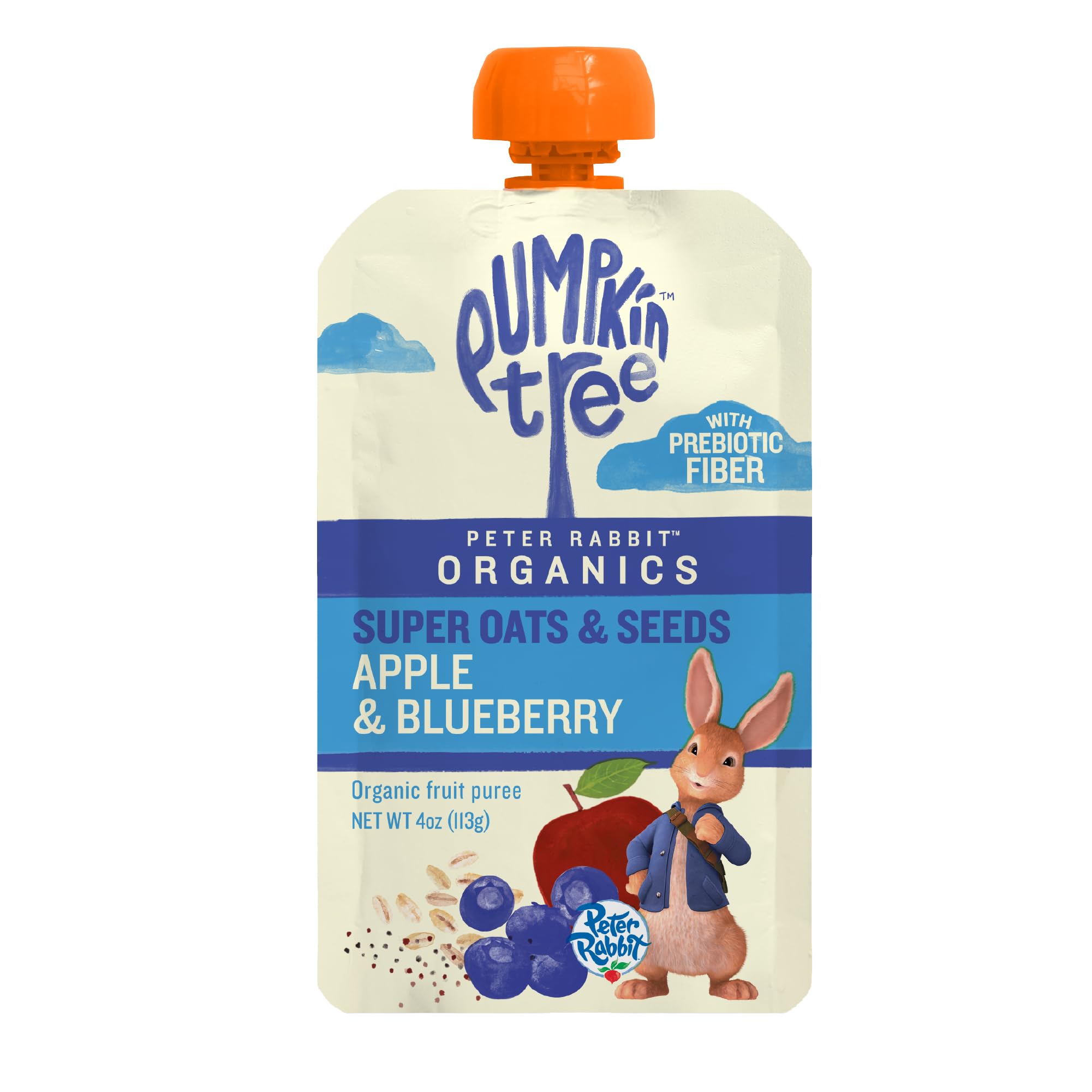 Peter Rabbit Organics SUPER Oats & Seeds, Apple & Blueberry, 4 oz Pouches, (Pack of 10)
