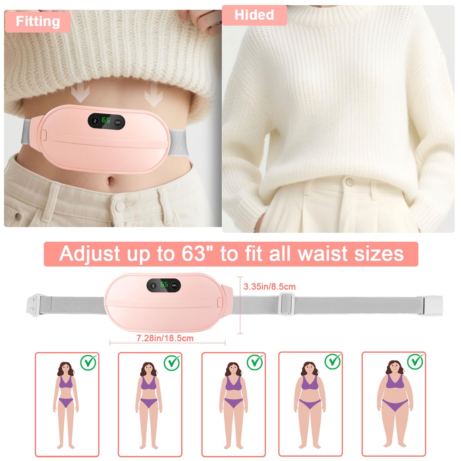 Ceinture chauffante regle douloureuse, iklestar 5000mAh Coussin chauffant pour les crampes menstruelles avec 6 modes de chaleur et de massage, ceinture regles douloureuses et les crampes dorsales