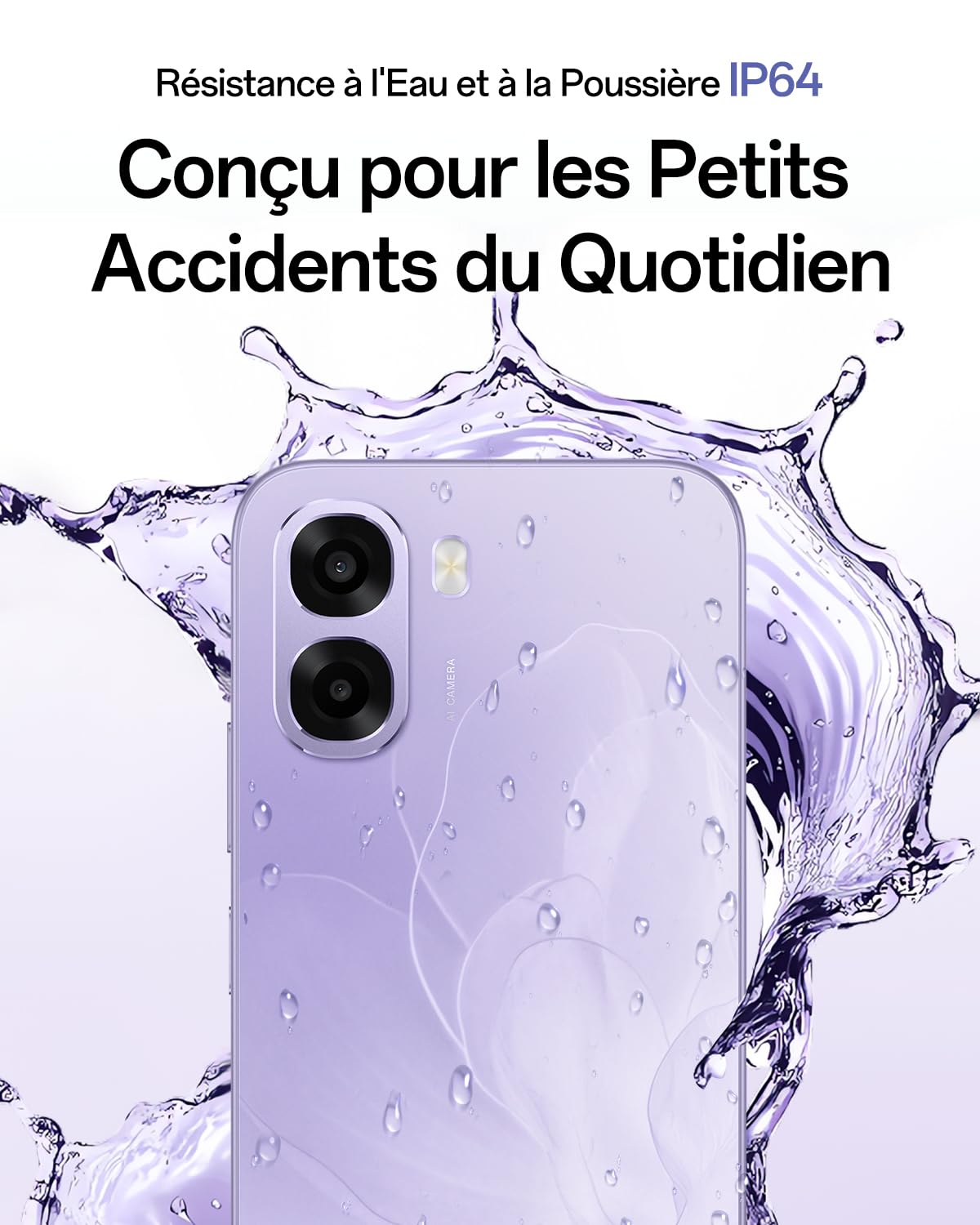 OPPO A6x 5G Smartphone Android Débloqué, 6+256Go, Écran Ultra Lumineux 6.75" 120Hz, Appareil Photo Ultra-Clair 50MP, Batterie 6100mAh, MediaTek Dimensity 6300, Résistance à l'eau IP64, Violet Purple