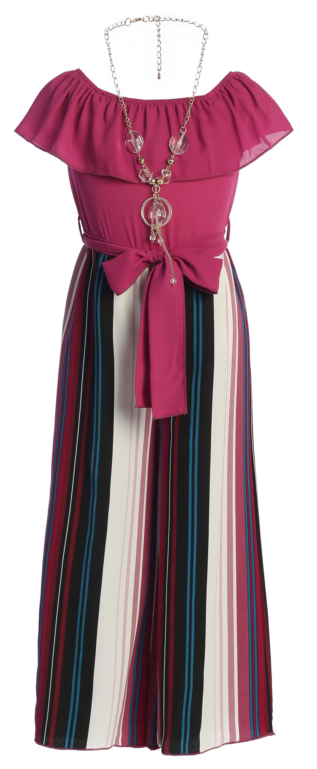 iGirlDress Girls Wide Leg Off Shoulder Elegant High Waist Rompers Palazzo Pants Trousers Jumpsuits USA 4-14