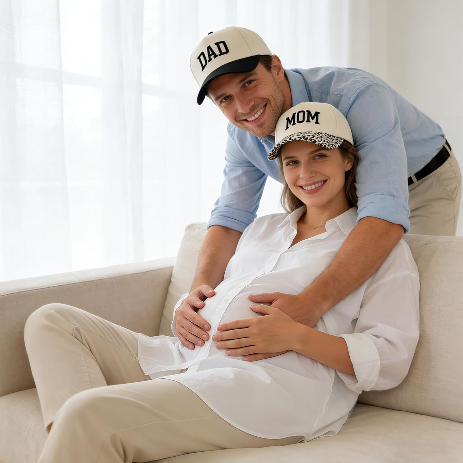 Mom and Dad Hats|New Parents Gifts|3D Embroidered Adjustable Baseball hat |Pregnancy Announcement Mother Day Father Day Birthday Gifts