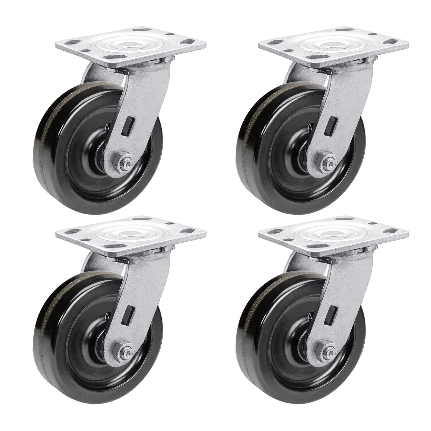 5x2 Heavy Duty Casters,Industrial Casters- Set of 4 with Strong Capacity 4000 LB, High Temperature Resistance: -50F to +250F. Use for Dollies, Workbench (5 inch, 4 Swivel)