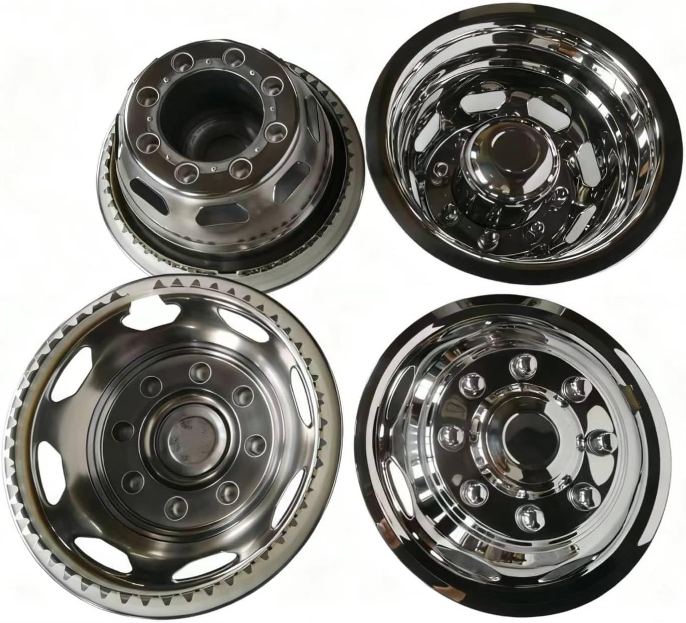 JESONN 17 Inch Stainless Steel Wheel Simulators Full Kits for 2008-2025 Chevy GMC 3500,2003-2025 Dodge RAM 3500,2005-2025 Ford F350 Dual Wheels