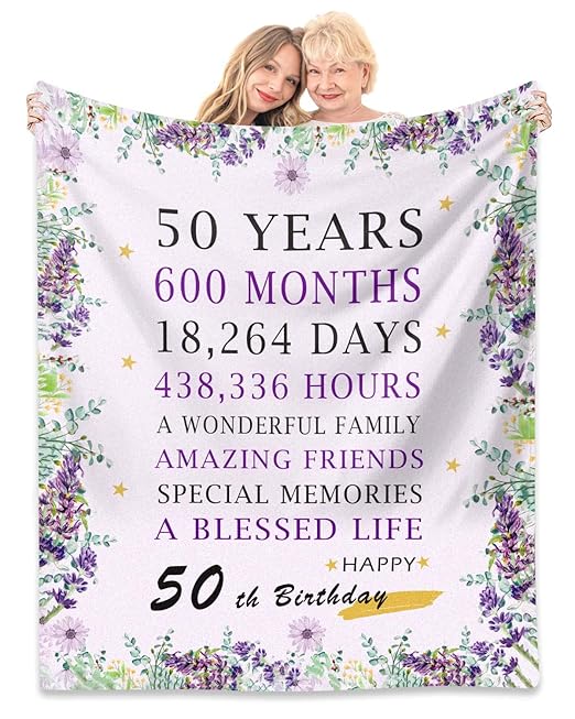Happy 1972 50th Birthday Gifts for Women Blanket - Gifts for Women Turning 50 - Throw Blankets 50-Year-Old Birthday Decorations - Unique Birthday for Women Mom Grandparents 60