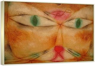 RYLJCZ Paul Klee Cat and Bird- Famous Wall Art- Paintings Reproduction- Abstract Painting on Canvas- Abstract Pictures For Living Room Decor 30x42cm(11.8x16.5in) Champagne Frames