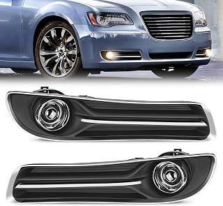 Fog Light Assembly Compatible with 2011 2012 2013 2014 Chrysler 300 Bumper Driving Lamps with Projector Lens and H11 12V 55W Halogen Bulbs Driver Side and Passenger Side