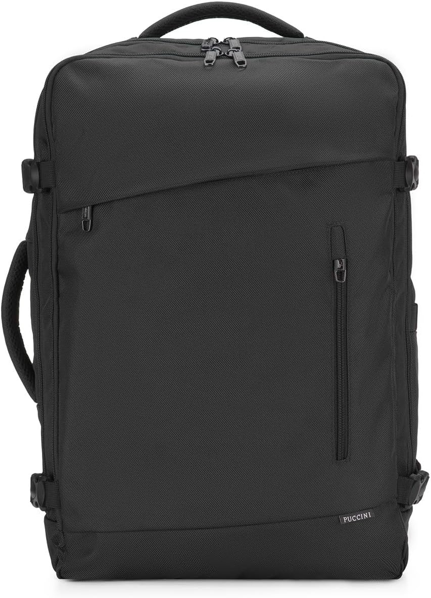 PUCCINI Easy Pack Hand Luggage Backpack for Ryanair Travel Backpack Under Seat Cabin Bag Aeroplane Travel Bag for Men and Women Multifunctional Backpack, black, XL - 55x37x20 cm (40,7 L), XL - 55 x 37