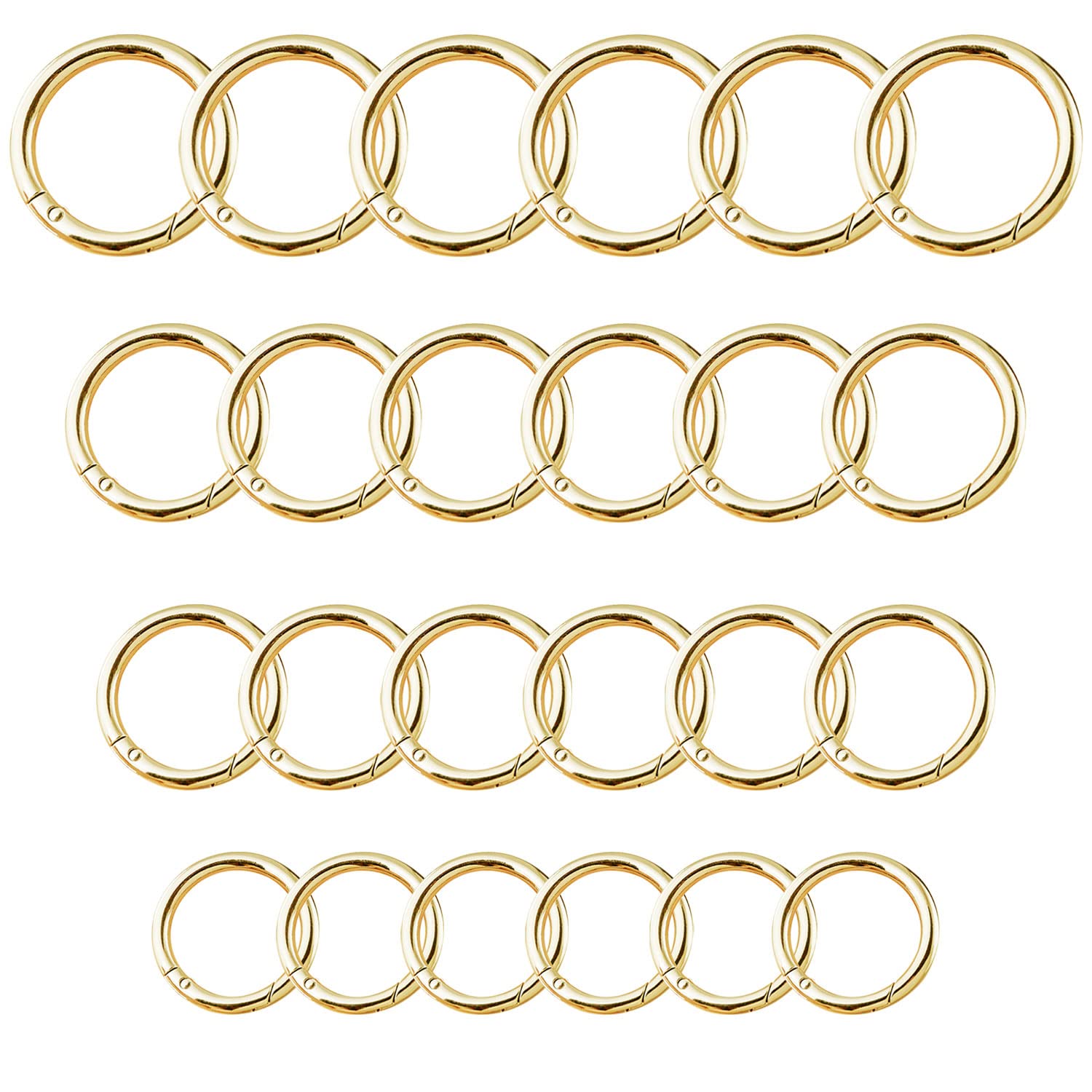 24 Pezzi Scatto Molla Rotonda Moschettoni Anelli per Borse Anello Moschettone Fibbia a Molla per Portachiavi Borsetta Gioielli Decorazioni Artigianato Accessorio (Oro)