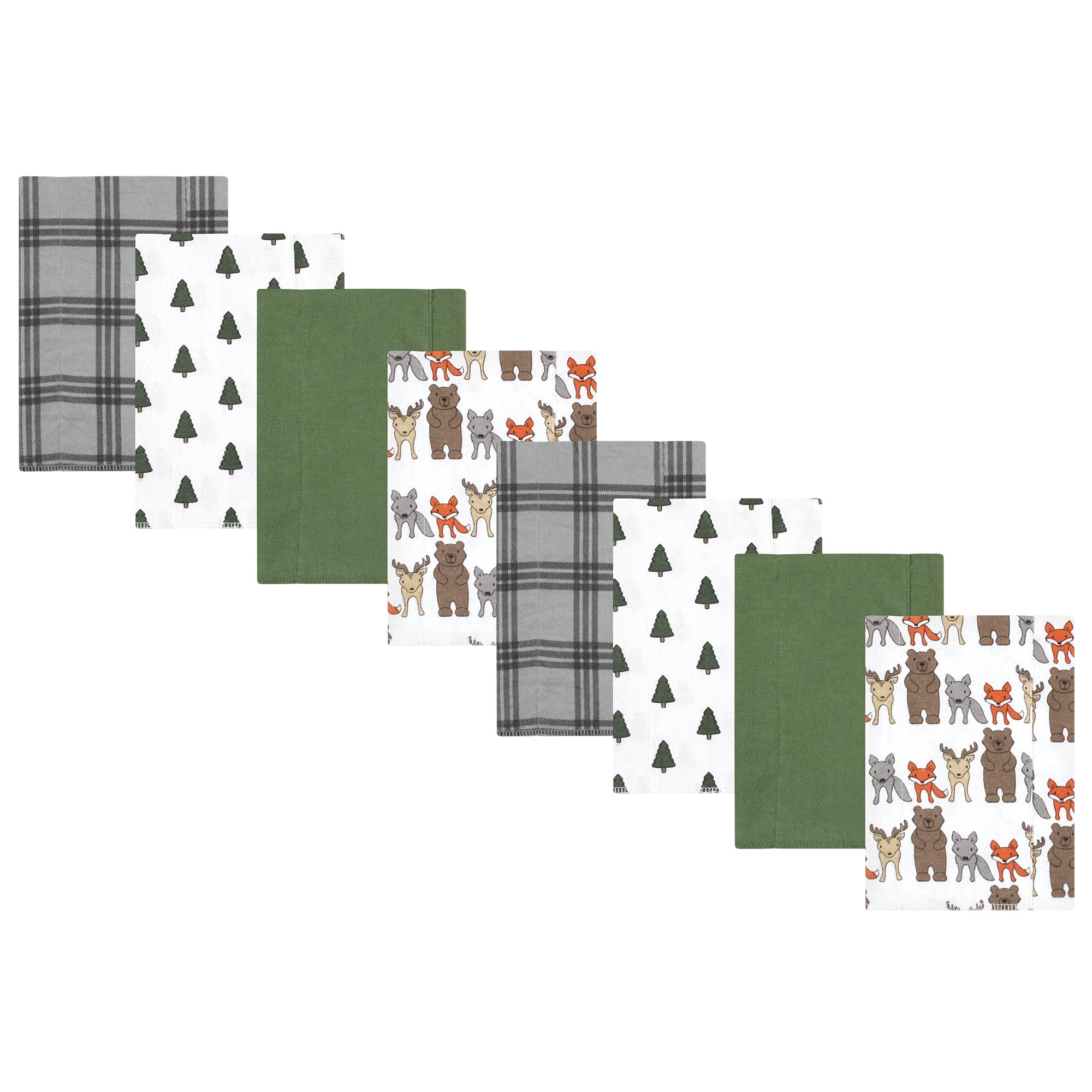 Hudson Baby Cotton Poly Flannel Burp Cloths Multipack, Wild Forest 8-Pack, One Size