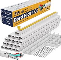 EVZA Cord Hider for Wall Mounted TV - 315in Paintable White Cable Raceway Kit, Wire Concealer with Adhesive & Connectors