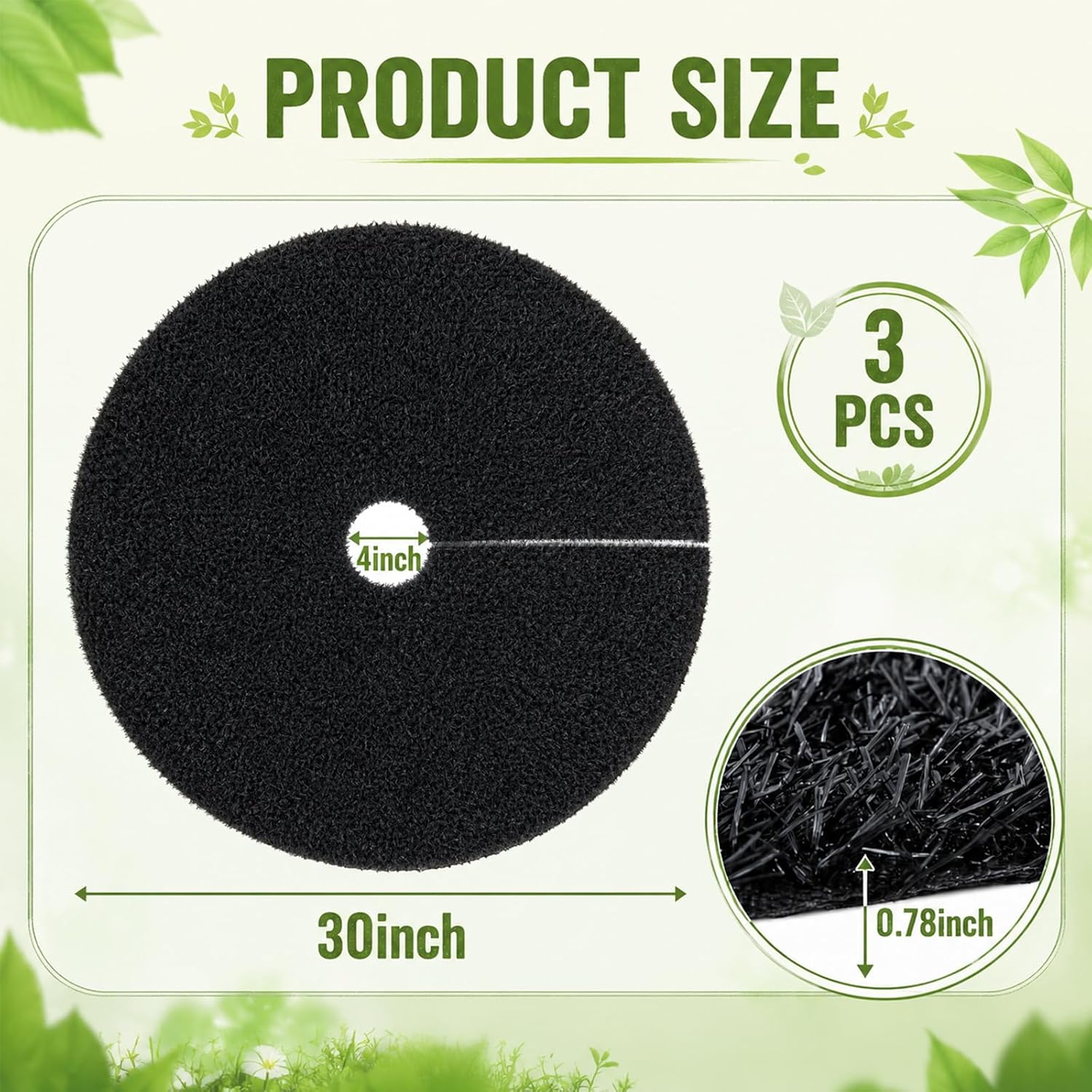 Wenqik 3 Pack 30 Inch Rubber Mulch Rings, Tree Protector Mat