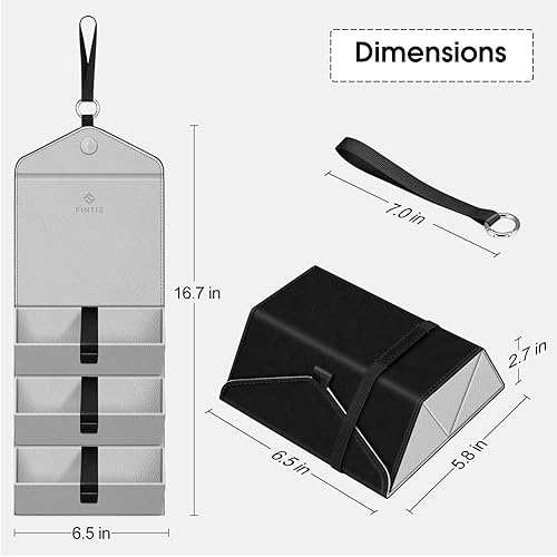 Miniatura 7 de Fintie Estuche organizador de lentes de sol con 3 ranuras, estuche de viaje para lentes de viaje, caja plegable para mujeres y hombres, color negro,