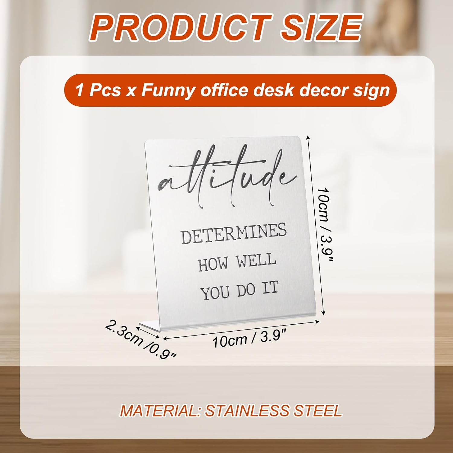 YOKIVE Funny Desk Sign, Funny Nameplate Cute Office Cubicle Decor Plaque for Women Employees Friends Gifts, Silver (Determines How Well You DO IT)