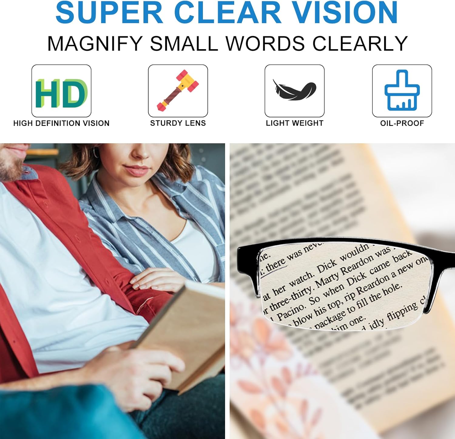 4 Packs Reading Glasses for Women Men Spring Hinge Half-rimmed Readers 1.0 1.5 2.0 2.5 3.0 3.5 4.0