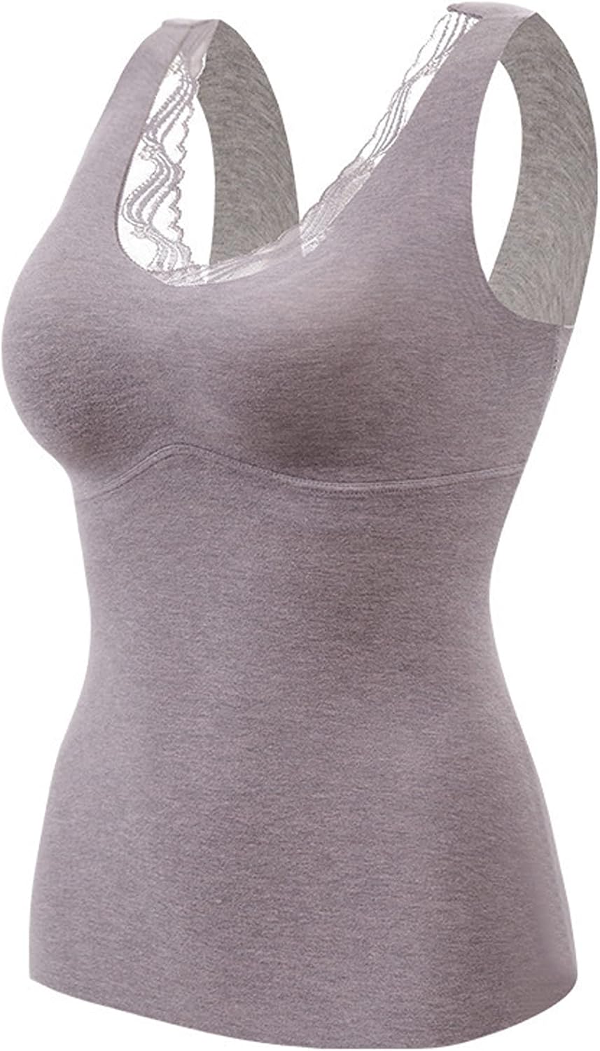 Bestgift Autumn and Winter Warm Vest with Bra pad, hot Underwear, Women's Cashmere Cashmere top, Vest, Women's Bra