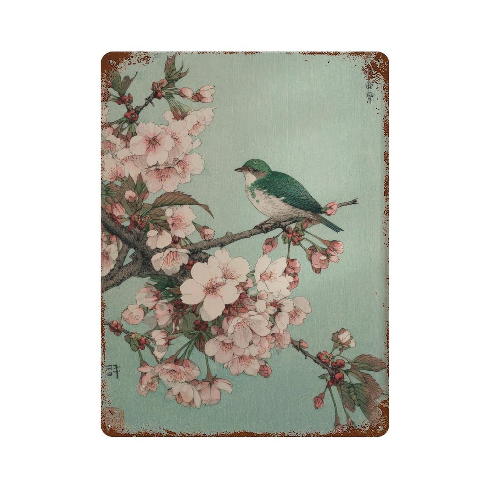 xiaoxiaoshen Bird And Cherry Blossom. Japanese Ukiyo Wall Decor Art Metal Tin Poster Modern Home Decor Art Home Bar Shop Decorations Vintage Sign 40x30cm