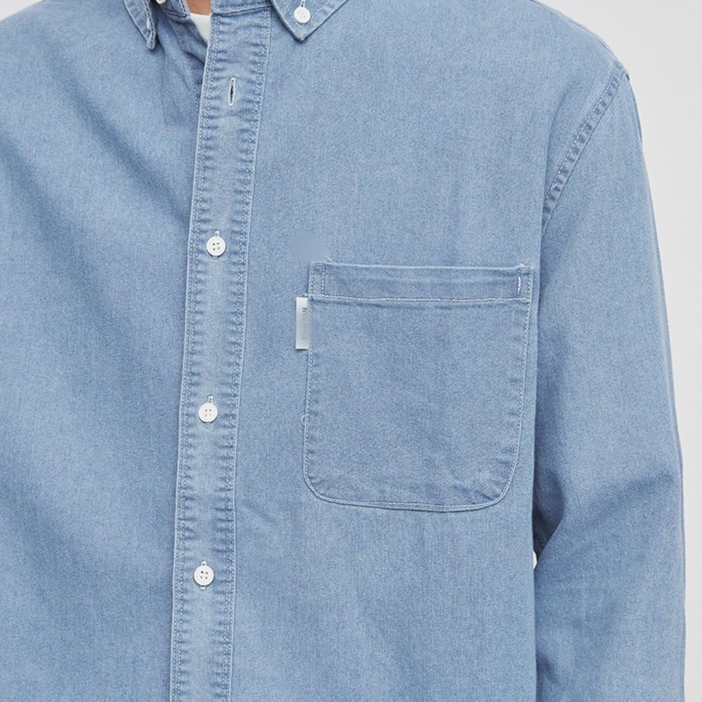 Herren Frühling Herbst Einreihig Langarm Regular Fit Arbeit Casual Denim Hemden
