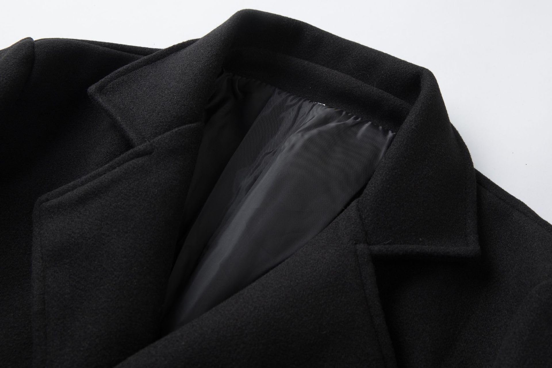 Długi trencz męski, ciepły zimowy trencz, dwurzędowa kurtka Peacoat, kurtka z kieszeniami, gruby, biznesowy, na co dzień, slim fit, klasyczny płaszcz, odzież wierzchnia (czarny, S), Czarny, S