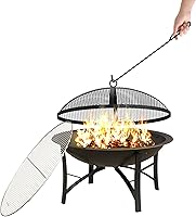 Vista 2 de Fire Beauty - Chimenea para exteriores de combustión de madera, parrilla de acero para barbacoa con rejilla de cocina, cubierta protectora