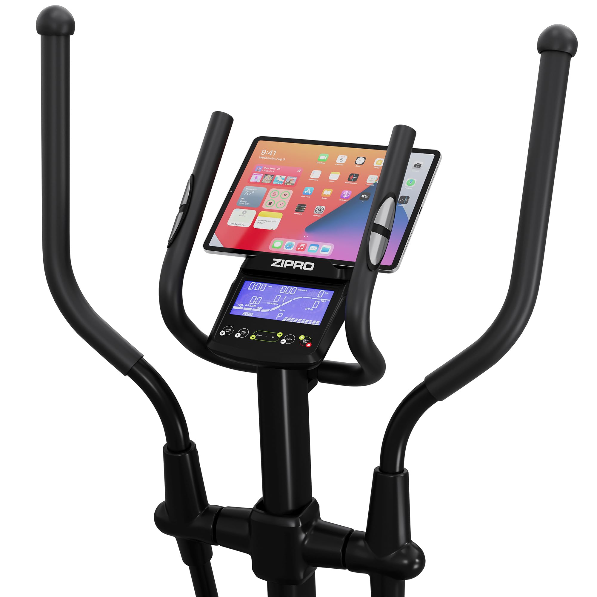 Zipro Orbitrek Wave, trenażer eliptyczny do 120 kg, orbitrek do domu, przyrząd treningowy cardio, maszyna do ćwiczeń, trenażer domowy, 32 poziomy oporu, Bluetooth, uchwyt na iPada