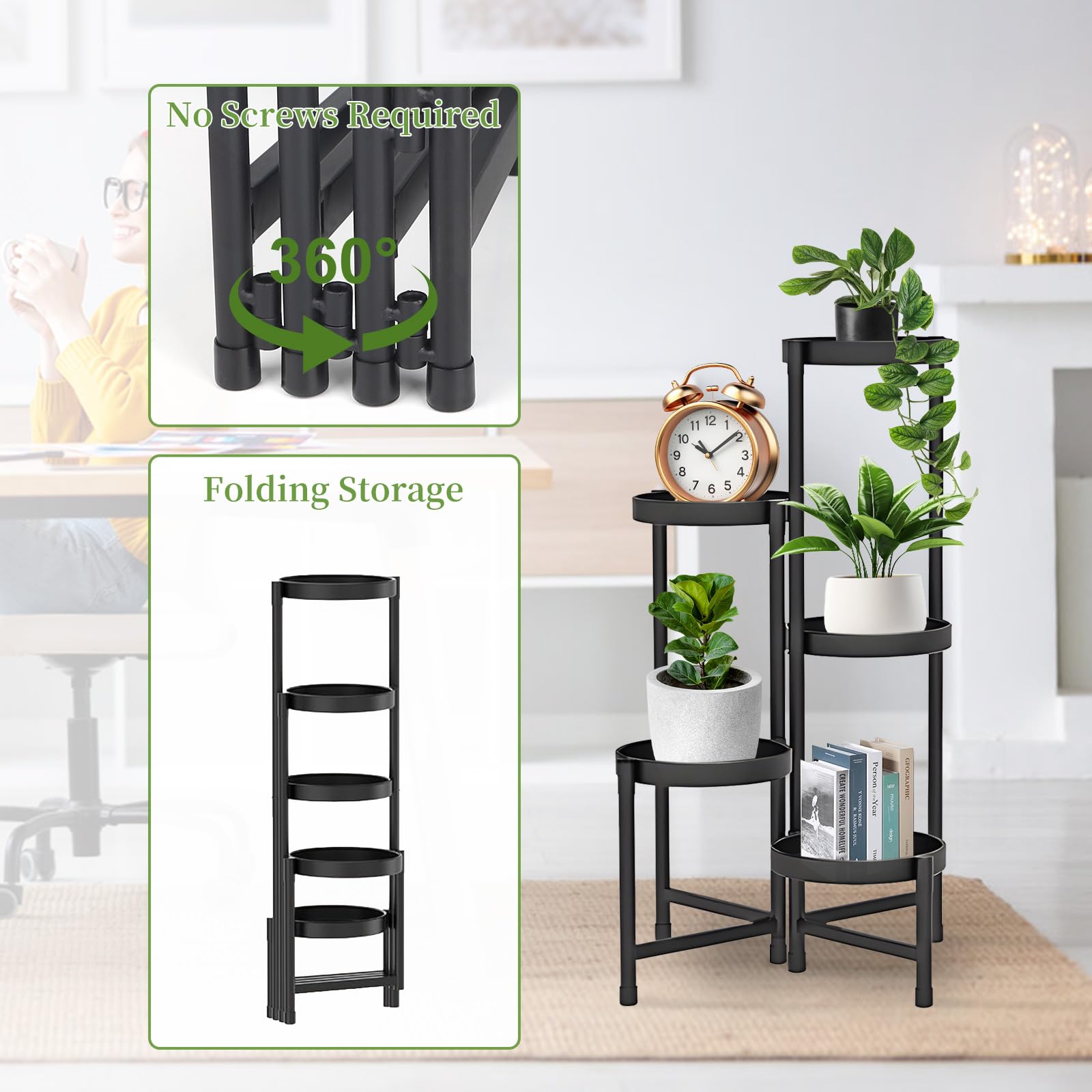 lalago 5 Etagen Blumenständer, Blumentreppe für Garten Balkon Wohnzimmer