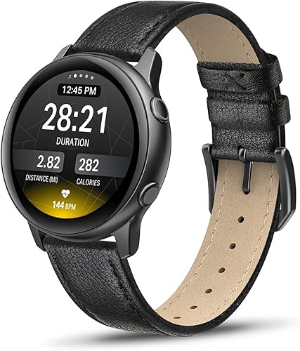 Vista 10 de Correa de piel compatible con Samsung Galaxy Watch 3 de 41 mm / Galaxy Watch Active de 40 mm / Active 2 44mm / Galaxy Watch de 42 mm, 20 mm de piel
