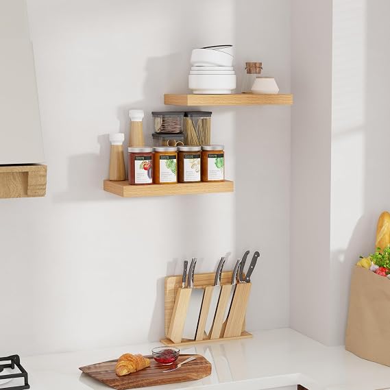 Feihorrm 40cm Oak Floating Shelves for Wall, 23.5cm Deep Wall Shelf