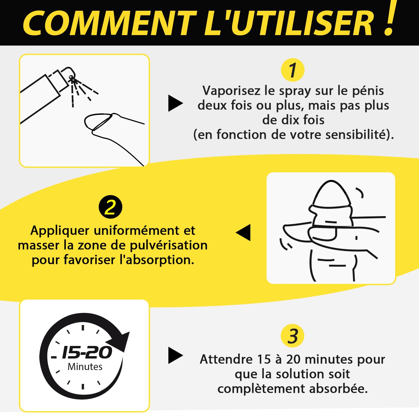 Huile de massage intime pour hommes spray désensibilisant retardateur pour améliorer le temps passé au lit par les hommes