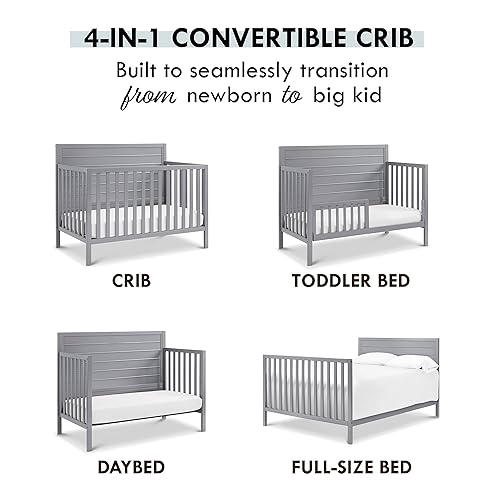 Miniatura 9 de Morgan Cuna convertible 4 en 1 con colchón completo para niños pequeños con funda impermeable e hipoalergénica  Cuna gris Grey, White