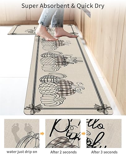 Miniatura 5 de Thanksgiving Fall Bath Mat for Tub,Non Slip Bathroom Floor Runner Rug Quick Dry & Absorbent Diatomaceous Earth Shower Sink Kitchen Washable