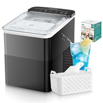 FOHERE Ice Maker 14KG, 9 Cubes in 5 Mins, Self-Cleaning, 2 Ice Sizes