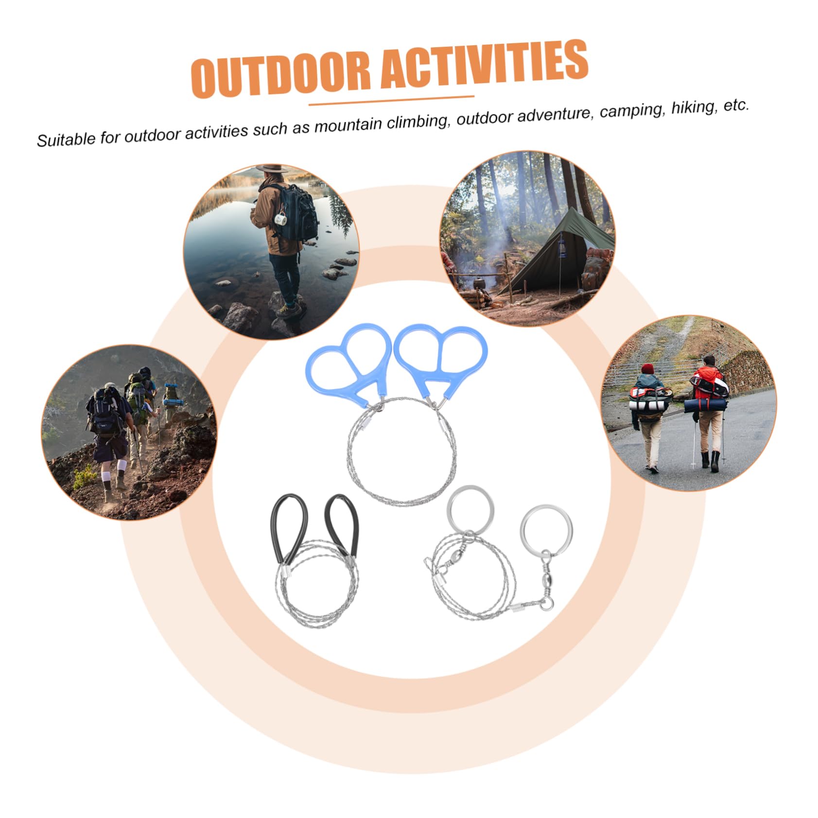 CORHAD 3pcs Stainless Steel Survival Wire Saws Portable Wire Saws for Camping Outdoor