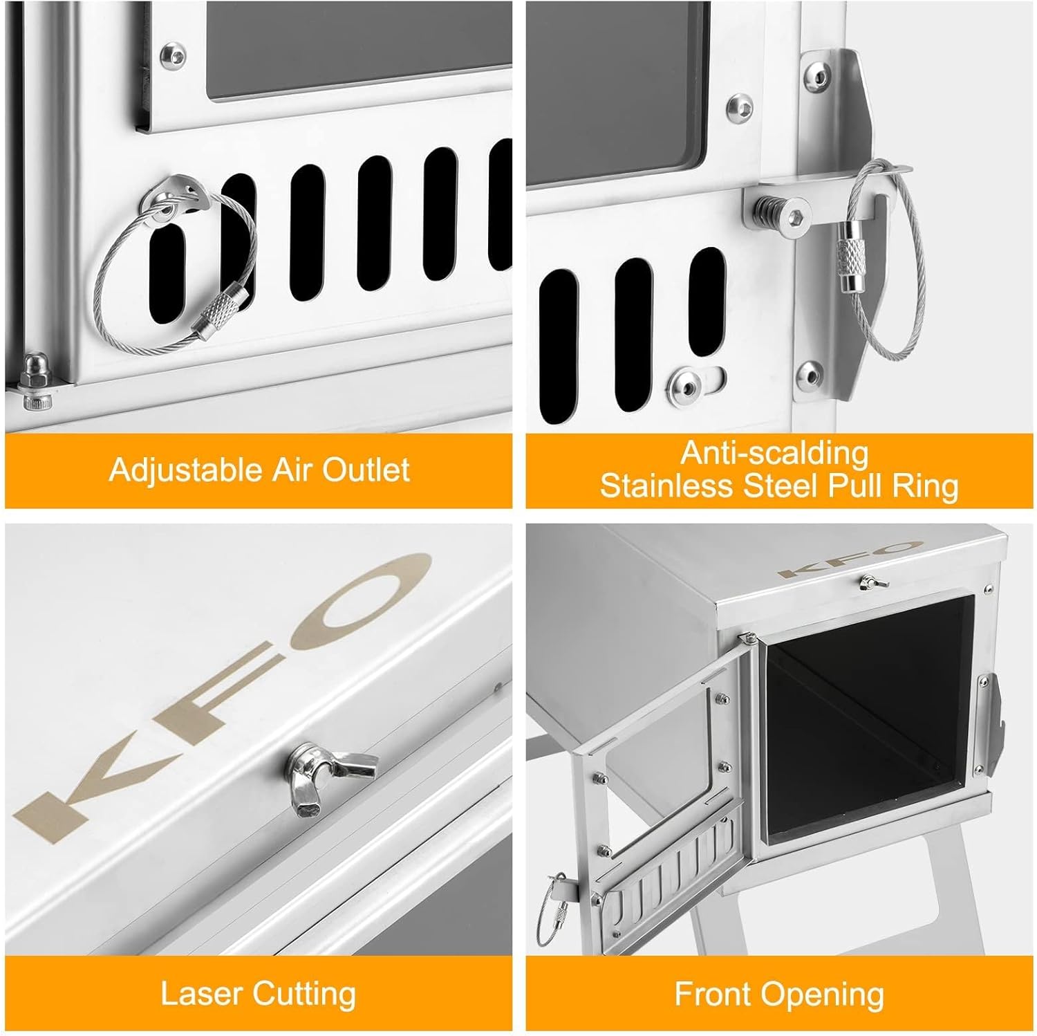 304 Stainless Steel Camping Tent Stove, Ultralight Foldable Portable Wood Burning Stove with Chimney Pipes and Rotary Damper, Tent Heaters Stove for Camping Heating and Cooking