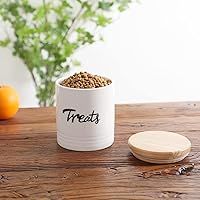 Vista 6 de LEETOYI Recipiente para golosinas para gatos con tapa, tarros de cerámica para perros de 4.5 pulgadas, 31 onzas (blanco)